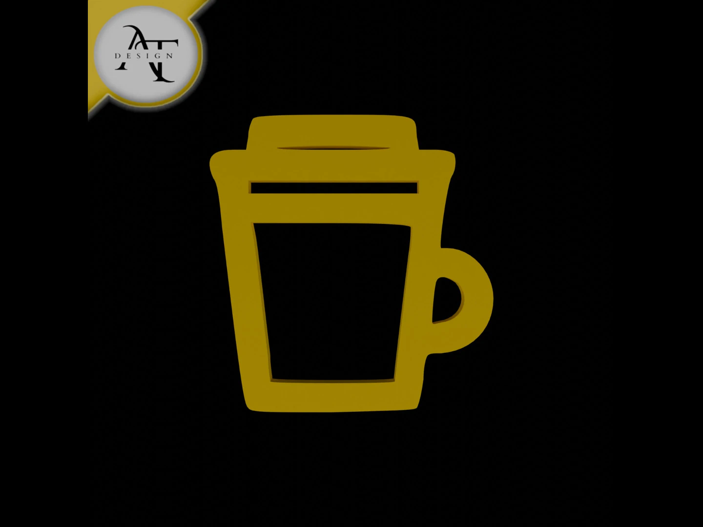 Simple Coffee Cup Symbol - 2D Art 3D Model .c4d .max .obj .3ds .fbx .stl .blend