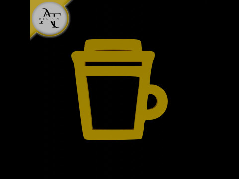 Simple Coffee Cup Symbol - 2D Art 3D मॉडल