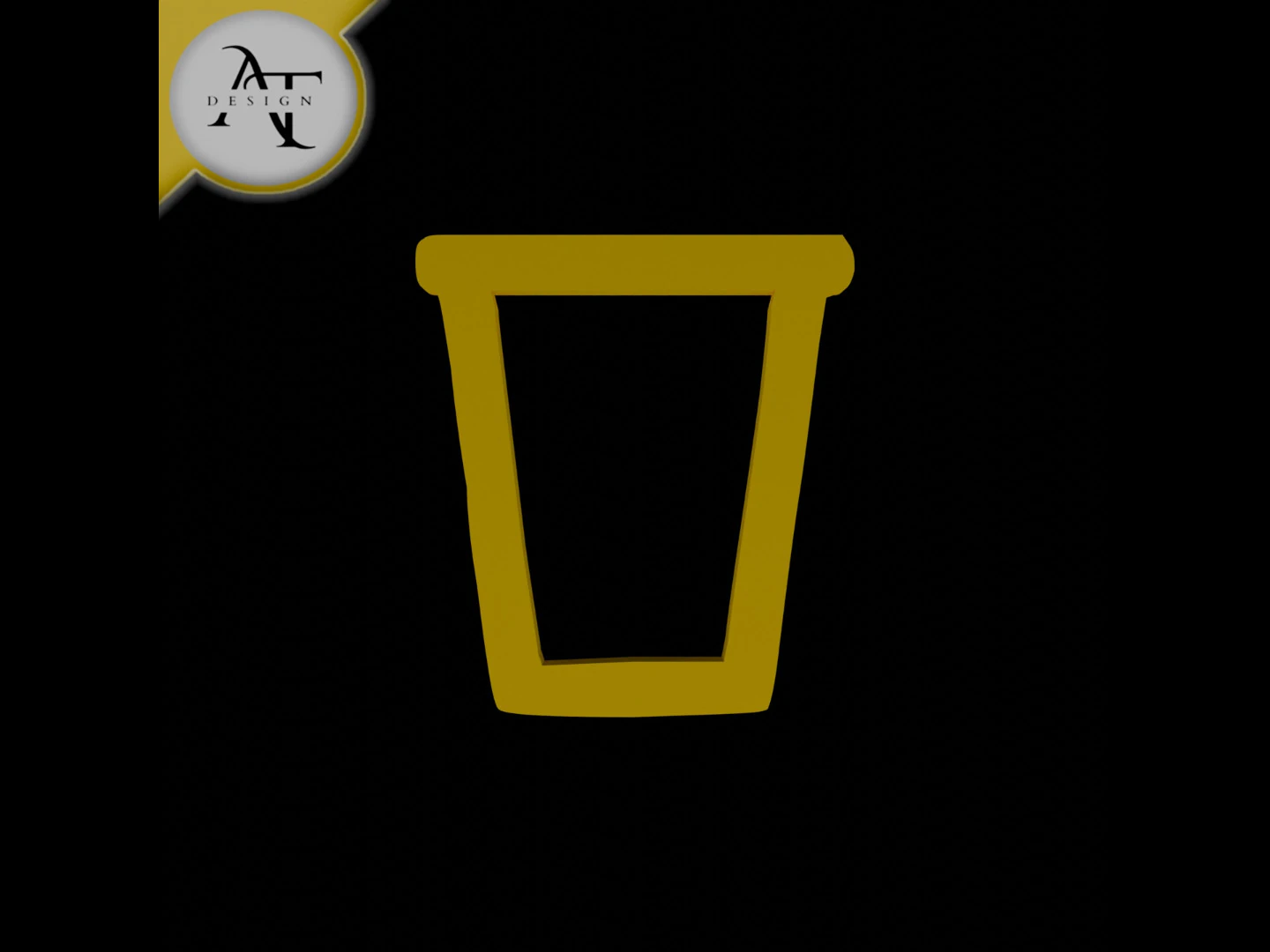Simple Coffee Cup Symbol - 2D Art 3D Model .c4d .max .obj .3ds .fbx .stl .blend