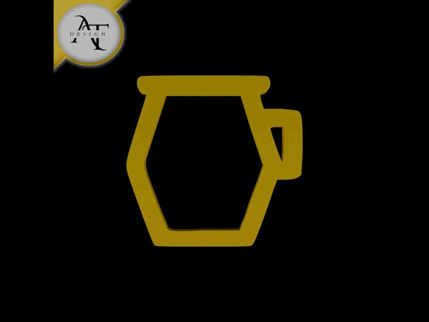 Simple Coffee Cup Symbol - 2D Art 3D Model .c4d .max .obj .3ds .fbx .stl .blend 