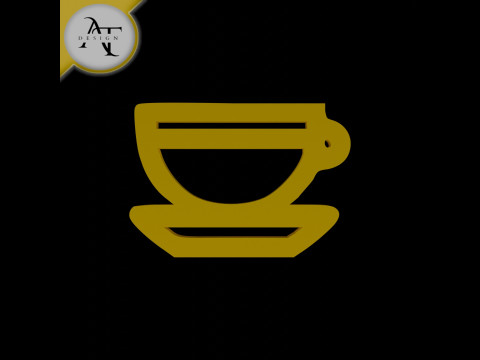 Simple Coffee Cup Symbol - 2D Art Modello 3D