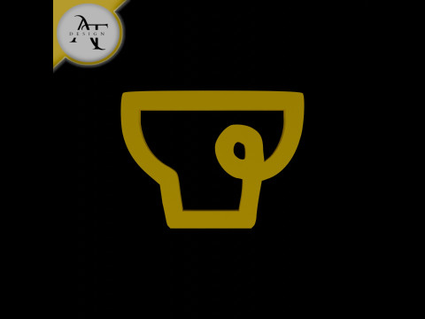 Simple Coffee Cup Symbol - 2D Art 3D Model