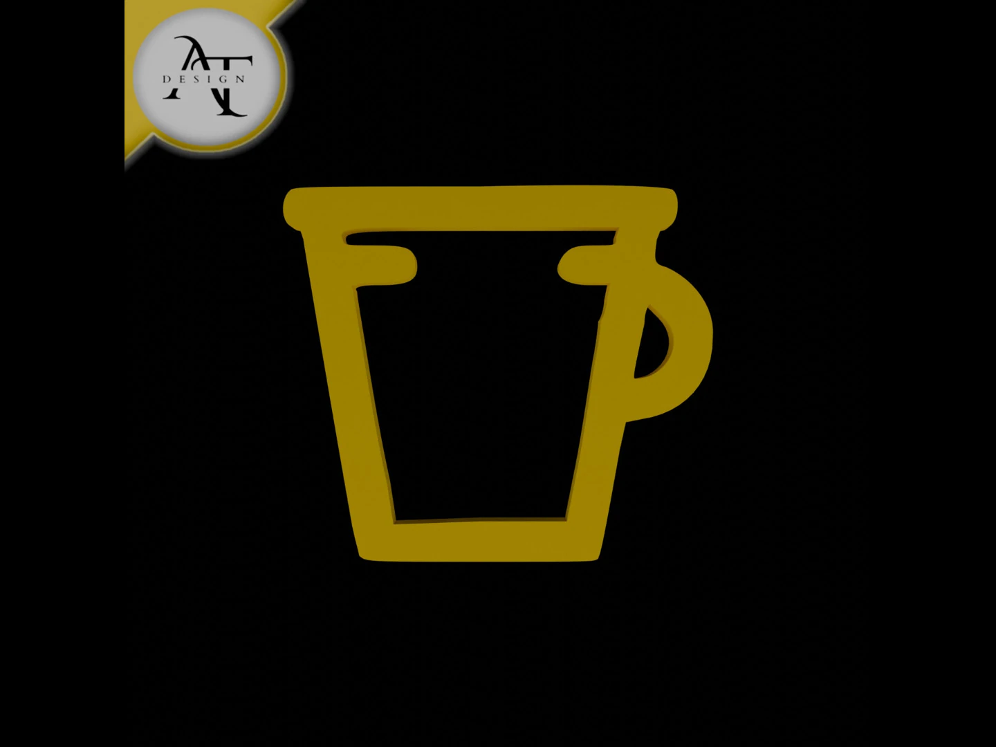 Simple Coffee Cup Symbol - 2D Art 3D Model .c4d .max .obj .3ds .fbx .stl .blend 