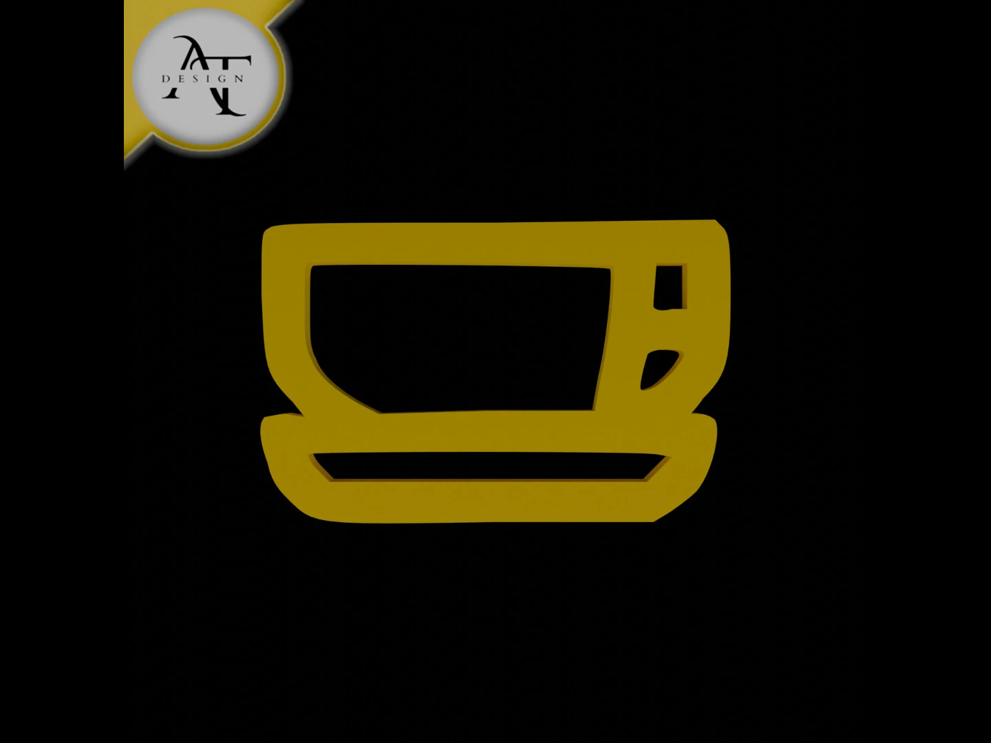 Simple Coffee Cup Symbol - 2D Art 3D Model .c4d .max .obj .3ds .fbx .stl .blend 