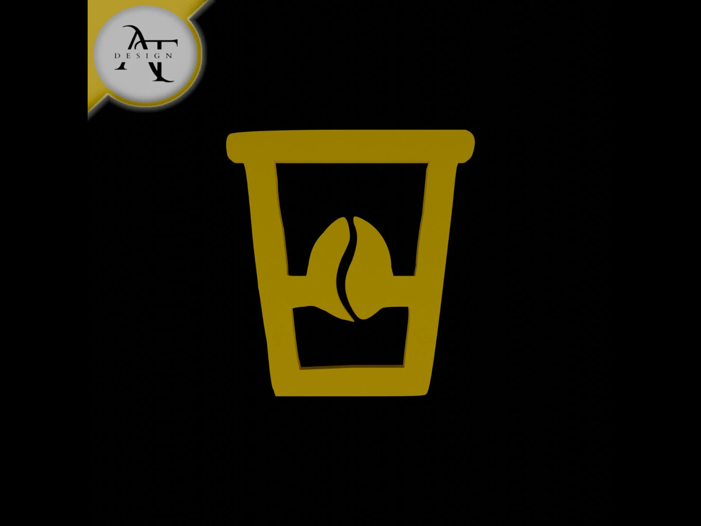 Simple Coffee Cup Symbol - 2D Art 3D Model .c4d .max .obj .3ds .fbx .stl .blend 