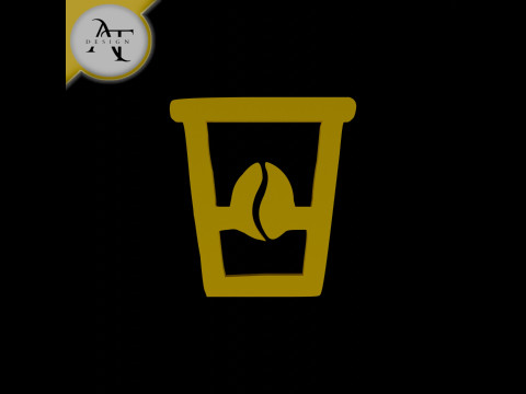Simple Coffee Cup Symbol - 2D Art 3D मॉडल