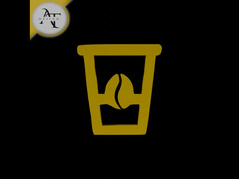 Простий символ кавової чашки - 2D Art 3D Модель