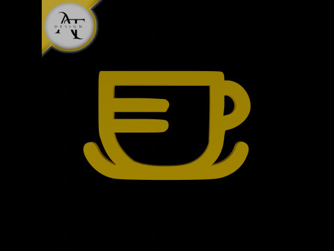 Simple Coffee Cup Symbol - 2D Art Model 3D
