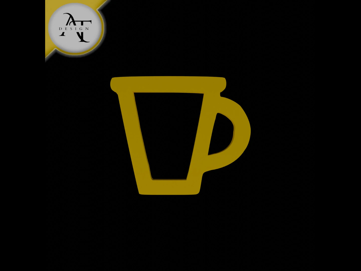 Simple Coffee Cup Symbol - 2D Art 3D Model .c4d .max .obj .3ds .fbx .stl .blend 