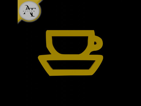 Simple Coffee Cup Symbol - 2D Art 3D Modell