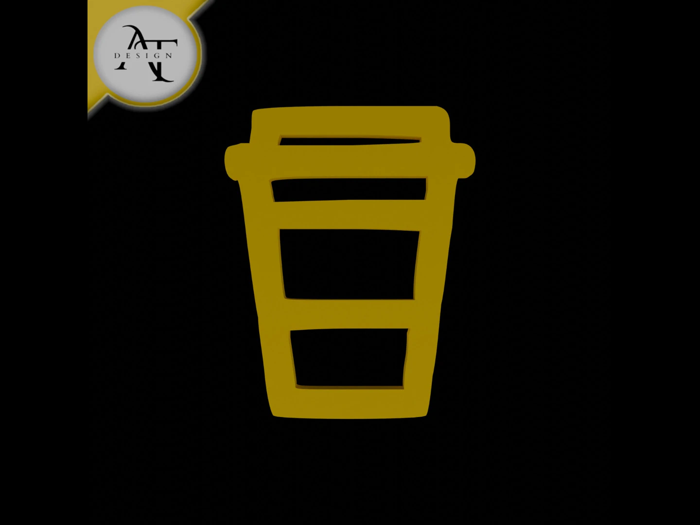 Simple Coffee Cup Symbol - 2D Art 3D Model .c4d .max .obj .3ds .fbx .stl .blend