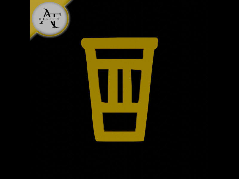 Simple Coffee Cup Symbol - 2D Art 3D Modell .c4d .max .obj .3ds .fbx .stl .blend 