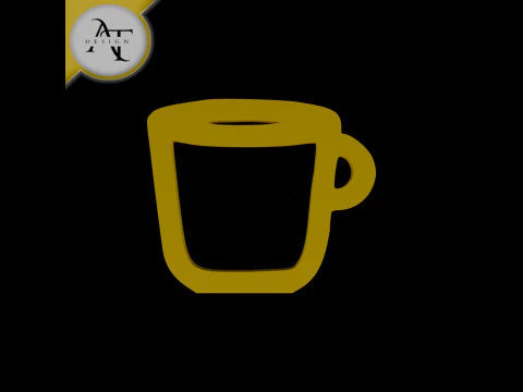 Simple Coffee Cup Symbol - 2D Art 3D Model