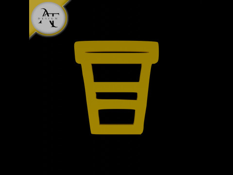 Simple Coffee Cup Symbol - 2D Art 3D 모델