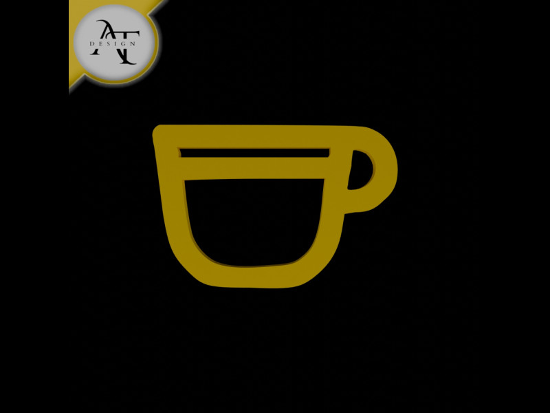 Simple Coffee Cup Symbol - 2D Art Modello 3D .c4d .max .obj .3ds .fbx .stl .blend