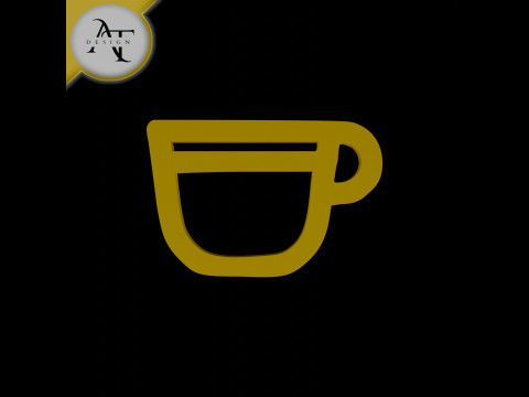 Simple Coffee Cup Symbol - 2D Art 3D Model
