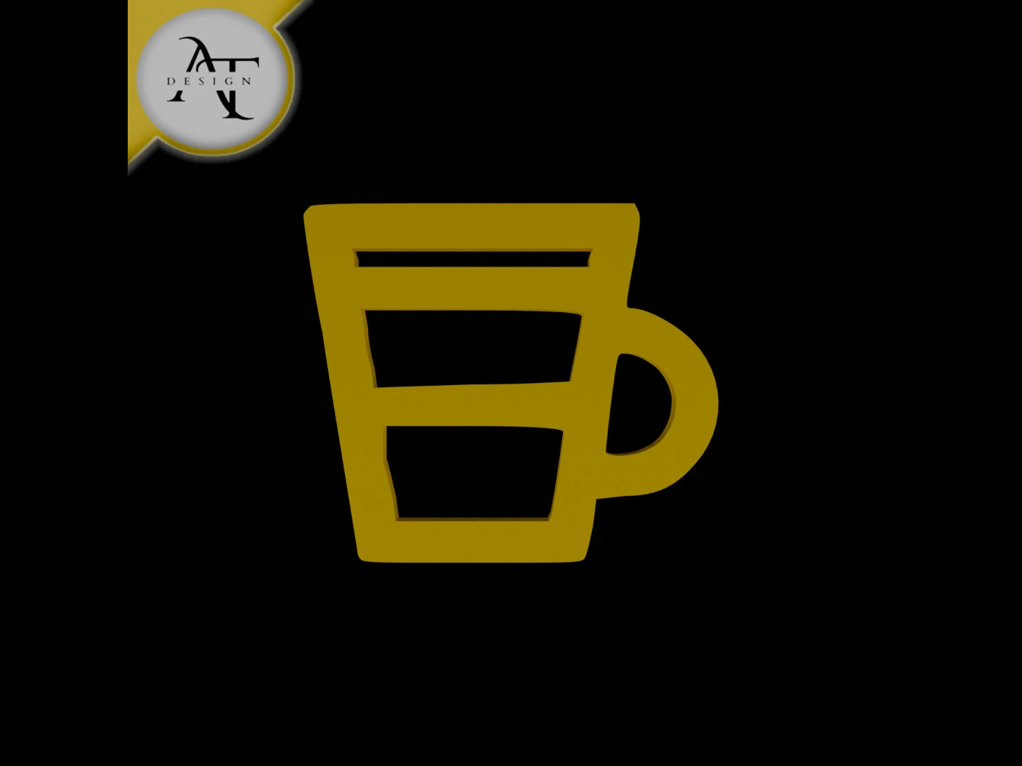 Simple Coffee Cup Symbol - 2D Art 3D Model .c4d .max .obj .3ds .fbx .stl .blend 