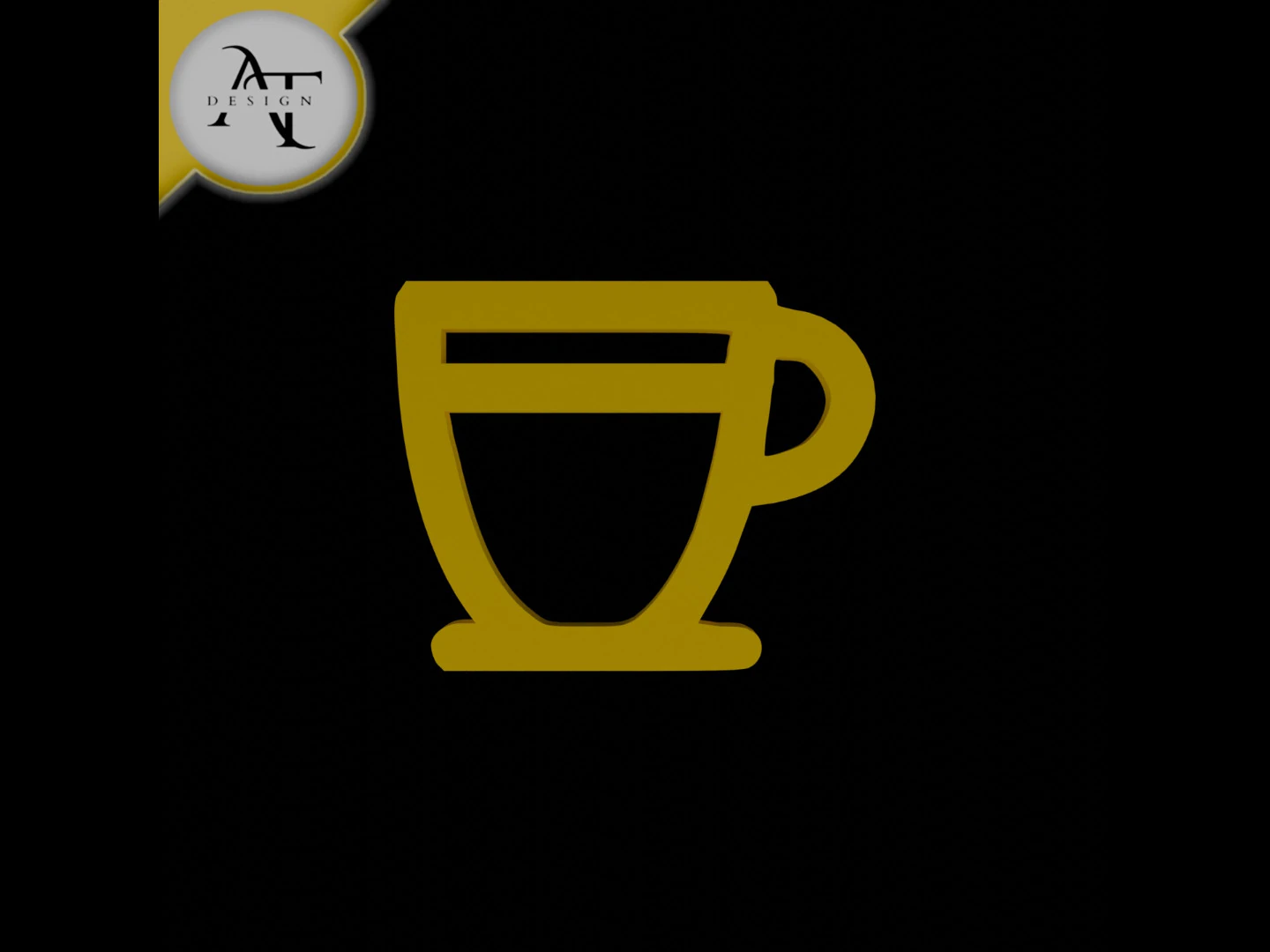 Simple Coffee Cup Symbol - 2D Art 3D Model .c4d .max .obj .3ds .fbx .stl .blend