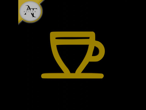 Simple Coffee Cup Symbol - 2D Art Modello 3D
