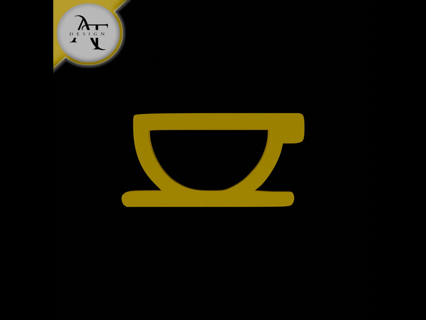 Simple Coffee Cup Symbol - 2D Art 3D Model .c4d .max .obj .3ds .fbx .stl .blend 