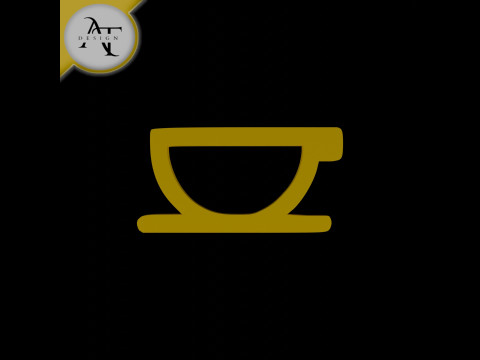 Simple Coffee Cup Symbol - 2D Art 3D मॉडल