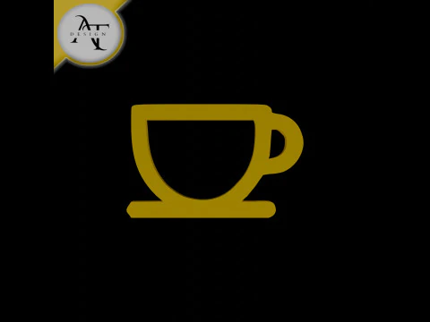 Simple Coffee Cup Symbol - 2D Art 3D Model