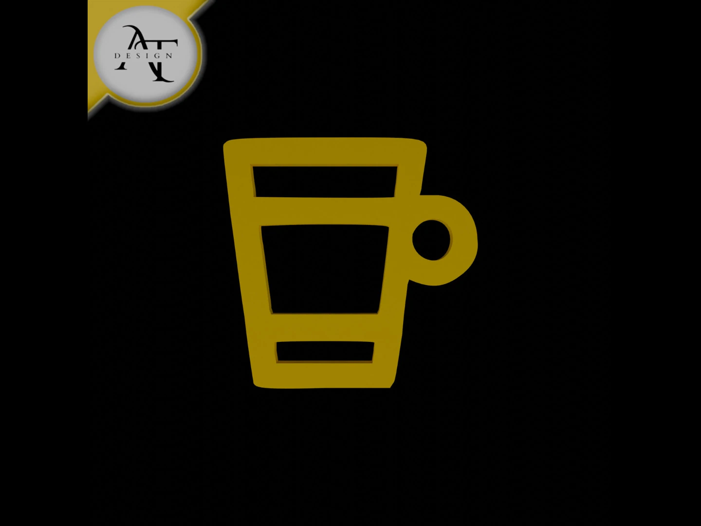 Simple Coffee Cup Symbol - 2D Art 3D Model .c4d .max .obj .3ds .fbx .stl .blend 