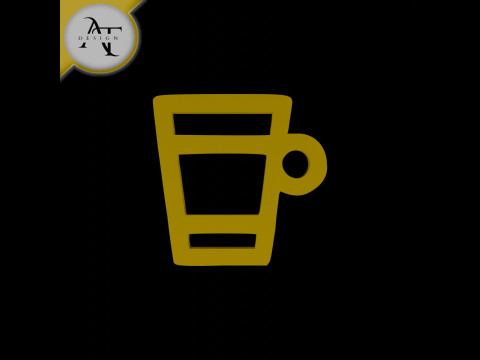 Simple Coffee Cup Symbol - 2D Art 3D 模型
