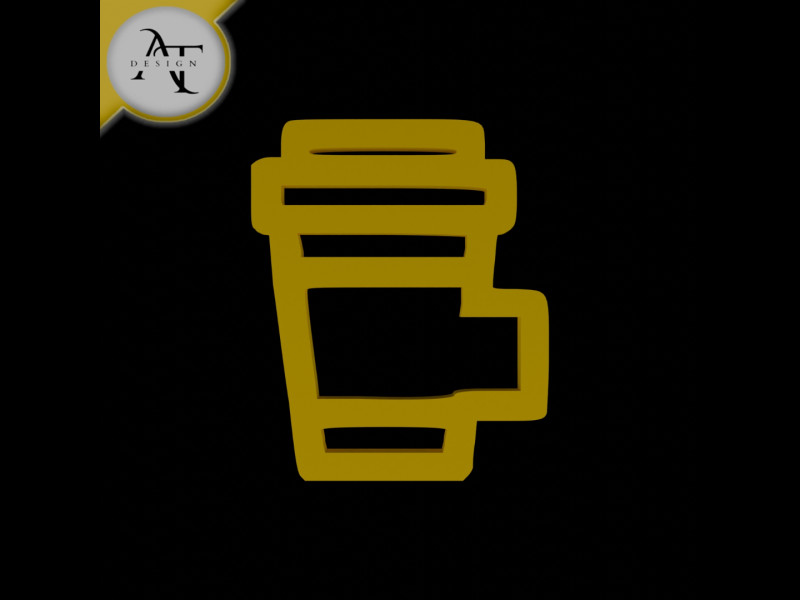 Simple Coffee Cup Symbol - 2D Art 3D Model .c4d .max .obj .3ds .fbx .stl .blend