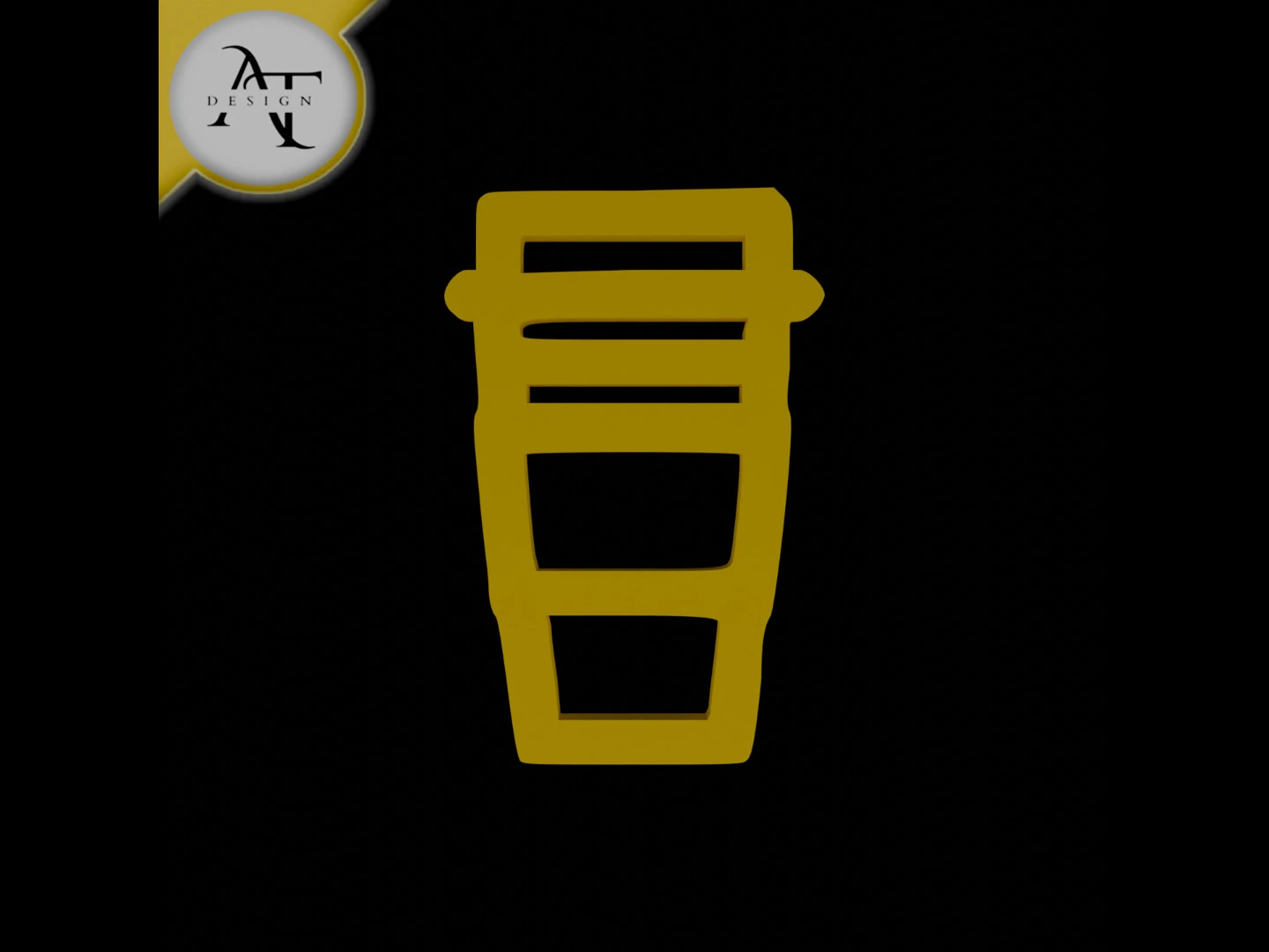 Simple Coffee Cup Symbol - 2D Art 3D Model .c4d .max .obj .3ds .fbx .stl .blend 