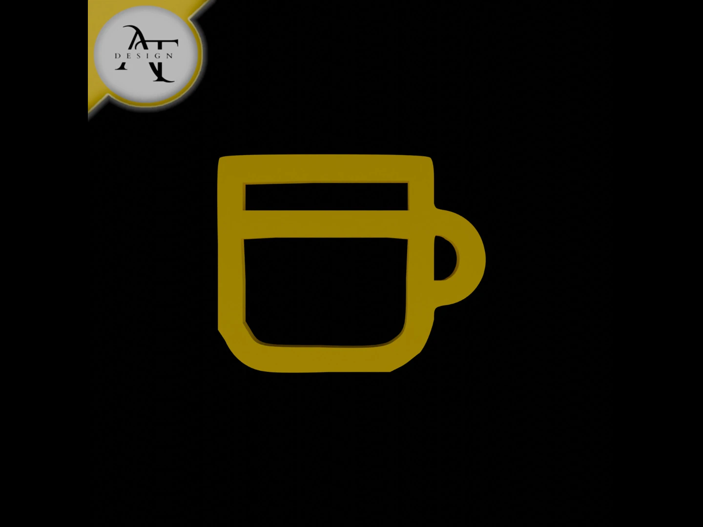 Simple Coffee Cup Symbol - 2D Art 3D Model .c4d .max .obj .3ds .fbx .stl .blend
