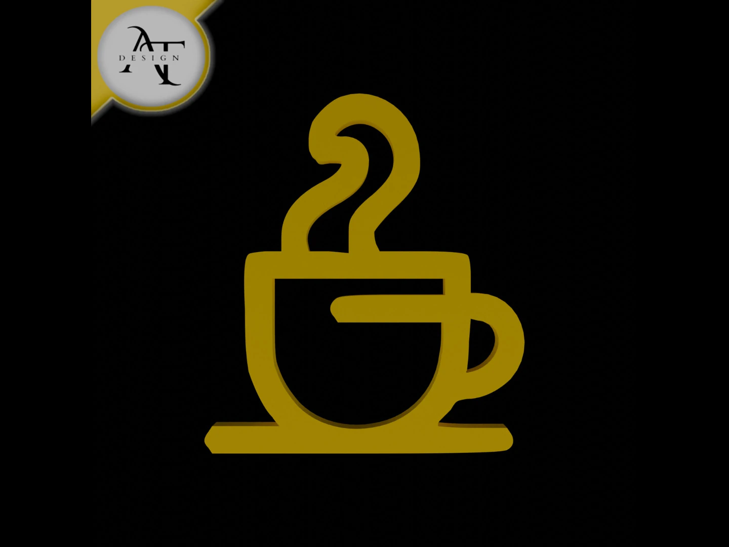 Simple Coffee Cup Symbol - 2D Art 3D Model .c4d .max .obj .3ds .fbx .stl .blend