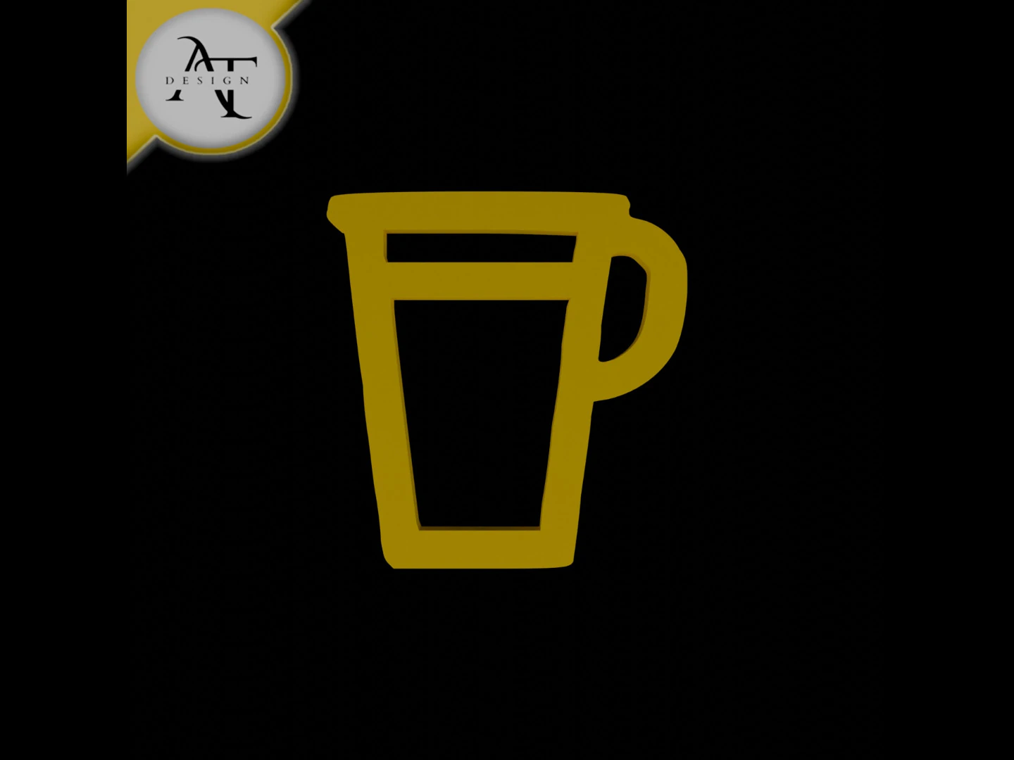 Simple Coffee Cup Symbol - 2D Art 3D Model .c4d .max .obj .3ds .fbx .stl .blend 