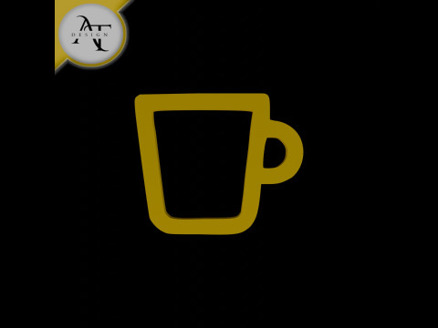 Simple Coffee Cup Symbol - 2D Art Modello 3D