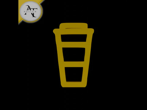 Basit Kahve Fincanı Sembol&uuml; - 2D Sanat 3D Model