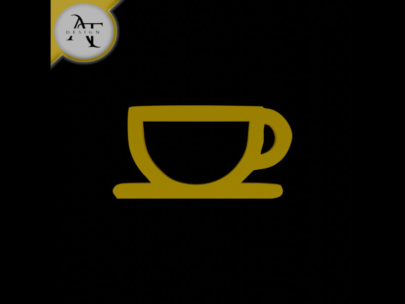 Simple Coffee Cup Symbol - 2D Art 3D Model .c4d .max .obj .3ds .fbx .stl .blend