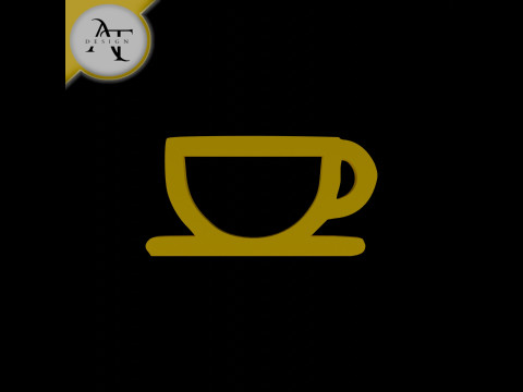 Simple Coffee Cup Symbol - 2D Art 3D Model