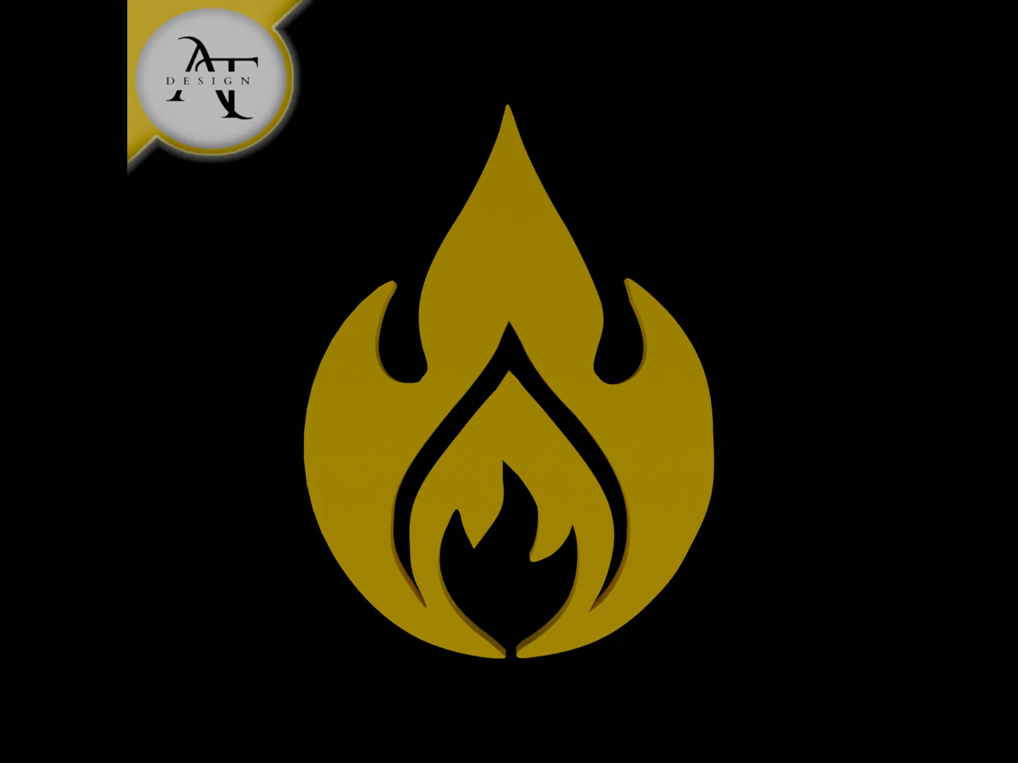 Simple Flame Symbol - 2D Art 3D Model .c4d .max .obj .3ds .fbx .stl .blend 