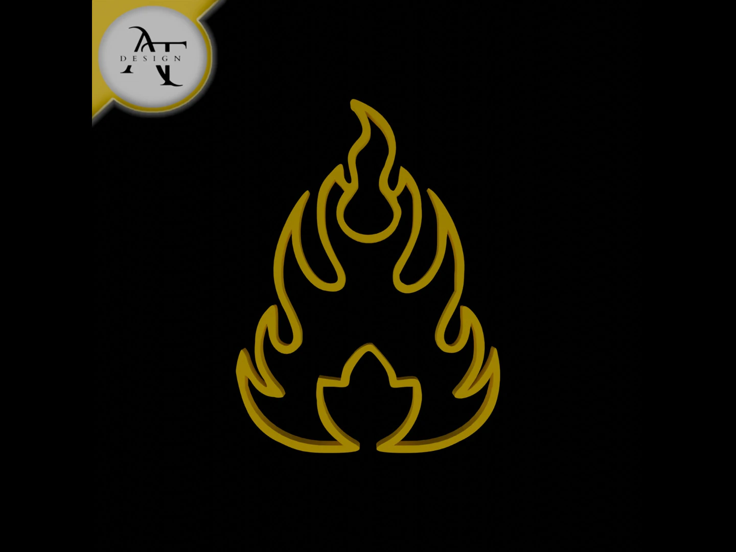 Simple Flame Symbol - 2D Art 3D Model .c4d .max .obj .3ds .fbx .stl .blend