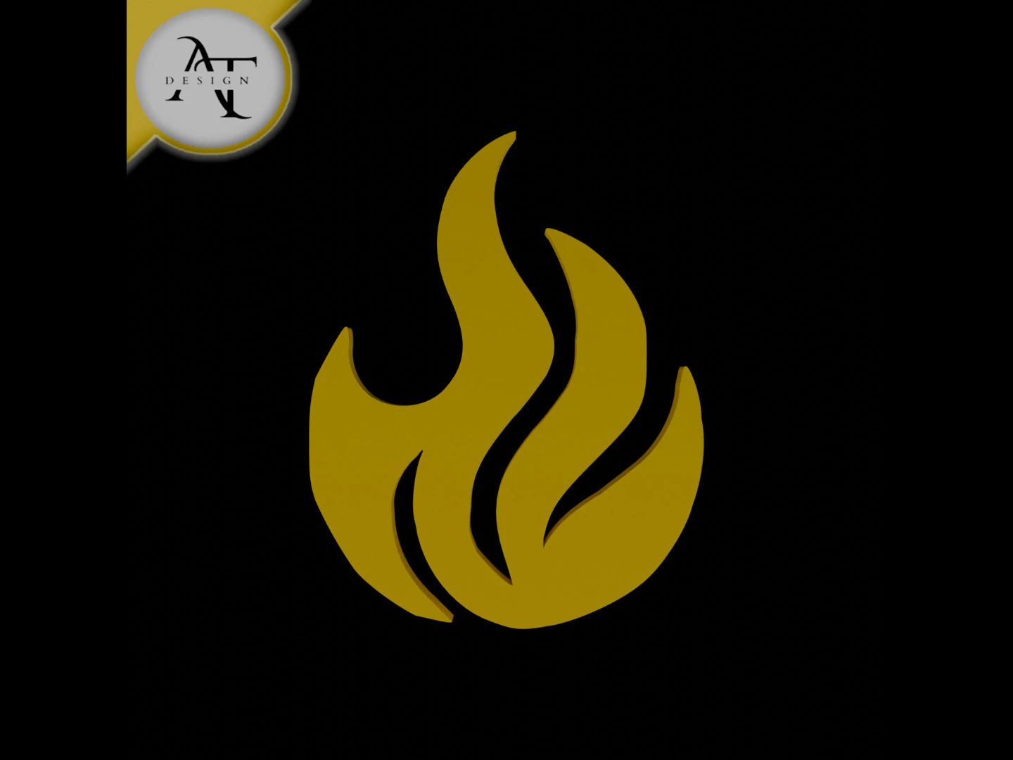 Simple Flame Symbol - 2D Art 3D Model .c4d .max .obj .3ds .fbx .stl .blend 