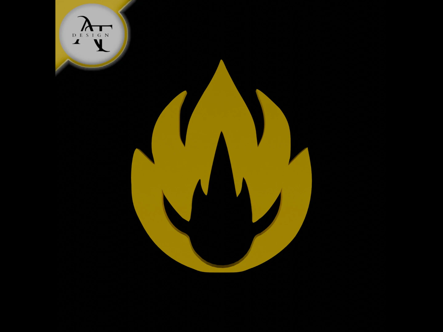 Simple Flame Symbol - 2D Art 3D Model .c4d .max .obj .3ds .fbx .stl .blend 