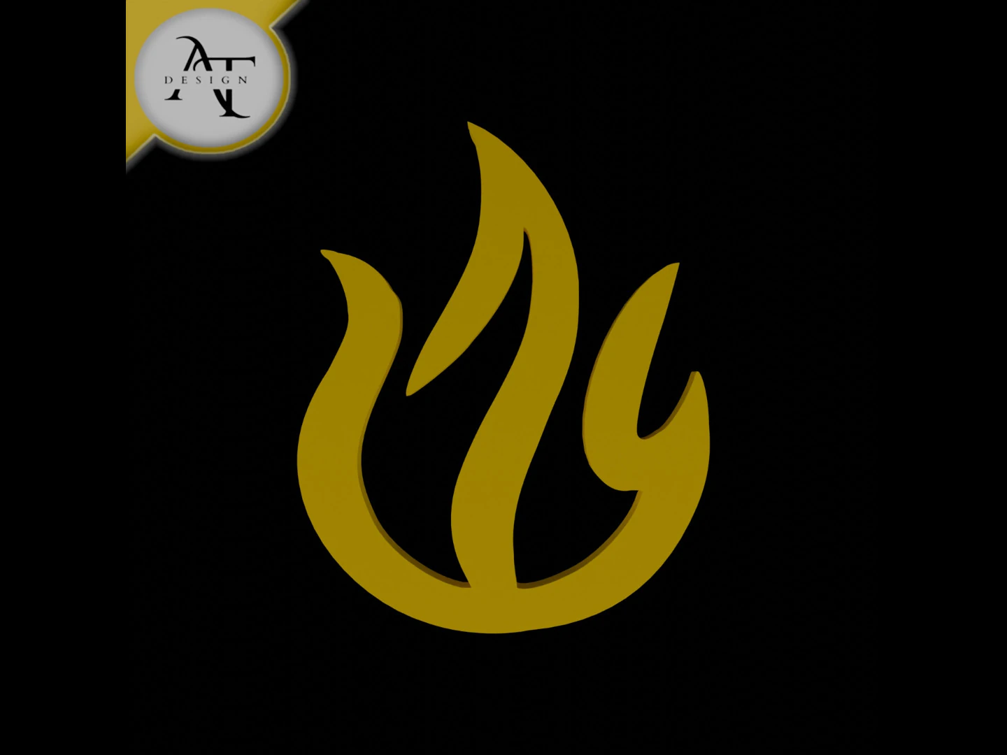 Simple Flame Symbol - 2D Art 3D Model .c4d .max .obj .3ds .fbx .stl .blend 