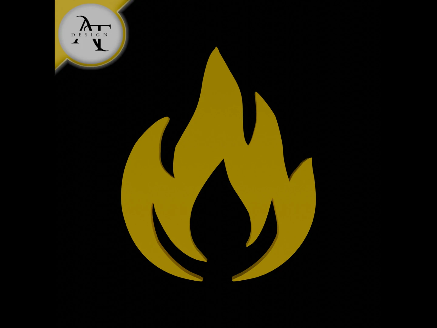 Simple Flame Symbol - 2D Art 3D Model .c4d .max .obj .3ds .fbx .stl .blend 