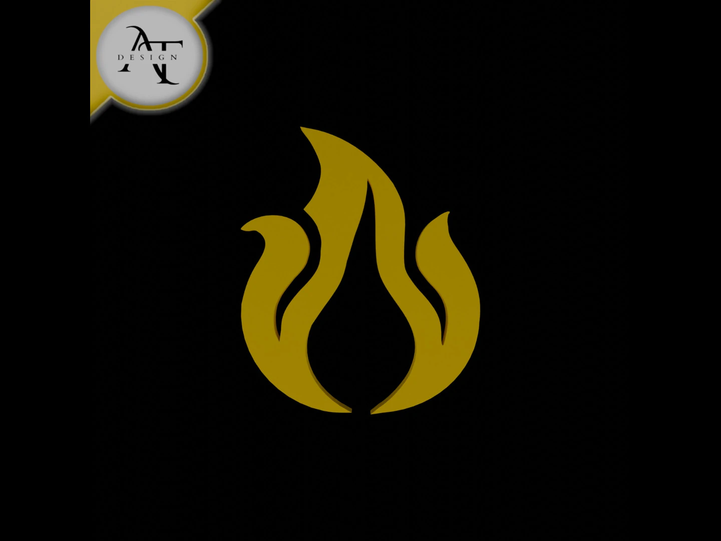 Simple Flame Symbol - 2D Art 3D Model .c4d .max .obj .3ds .fbx .stl .blend 