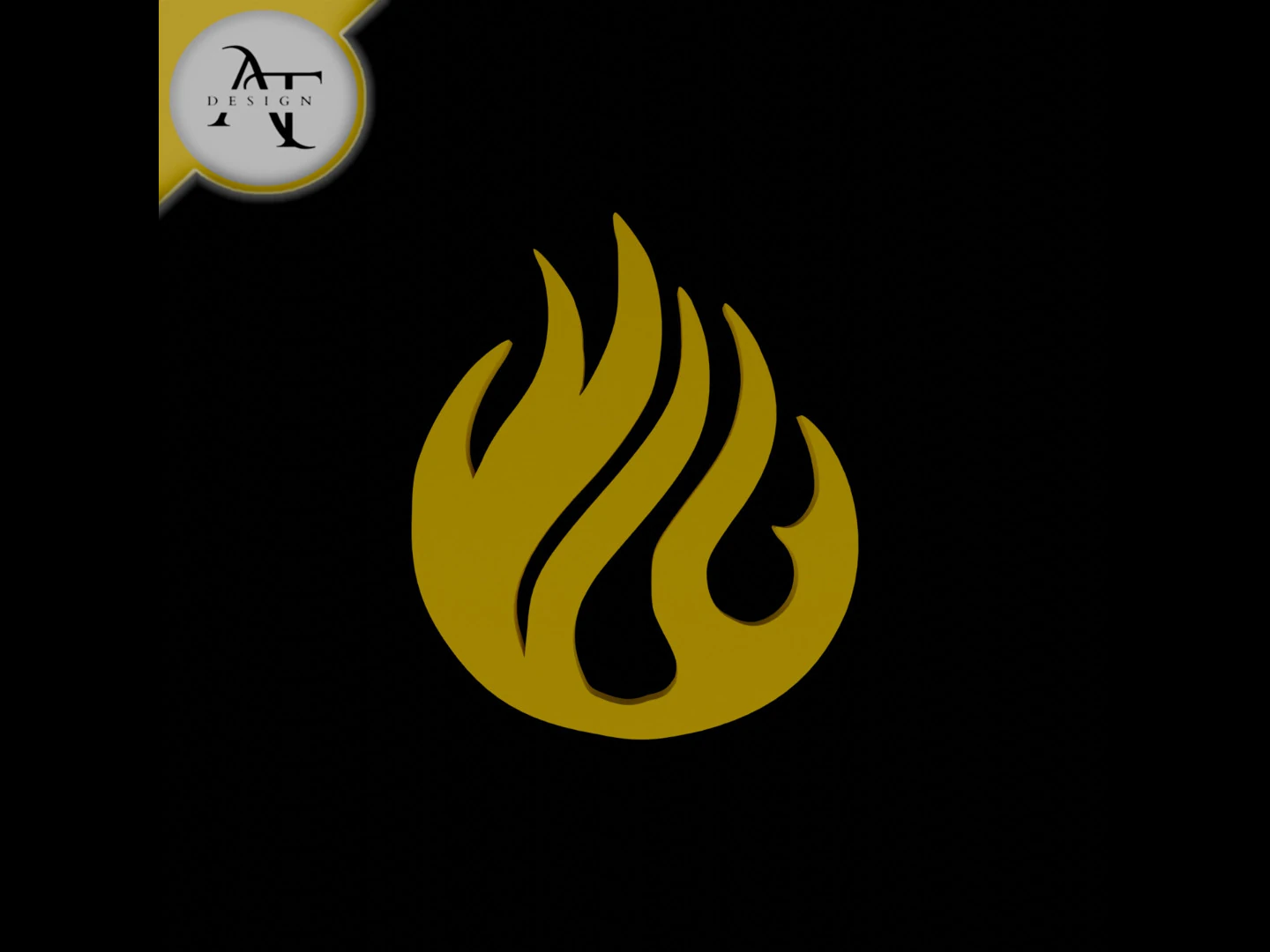 Simple Flame Symbol - 2D Art 3D Model .c4d .max .obj .3ds .fbx .stl .blend 