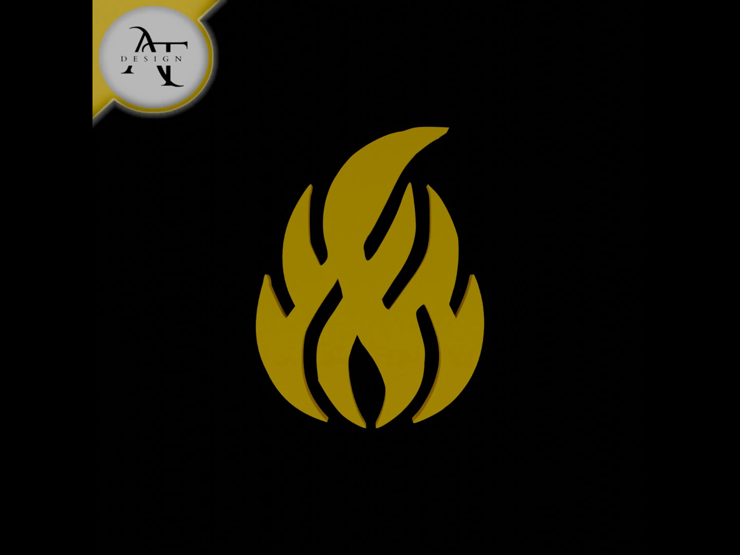 Simple Flame Symbol - 2D Art 3D Model .c4d .max .obj .3ds .fbx .stl .blend