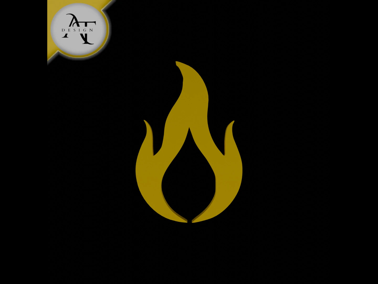 Simple Flame Symbol - 2D Art 3D Model .c4d .max .obj .3ds .fbx .stl .blend