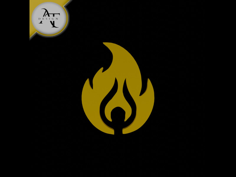 Simple Flame Symbol - 2D Art 3D Model .c4d .max .obj .3ds .fbx .stl .blend