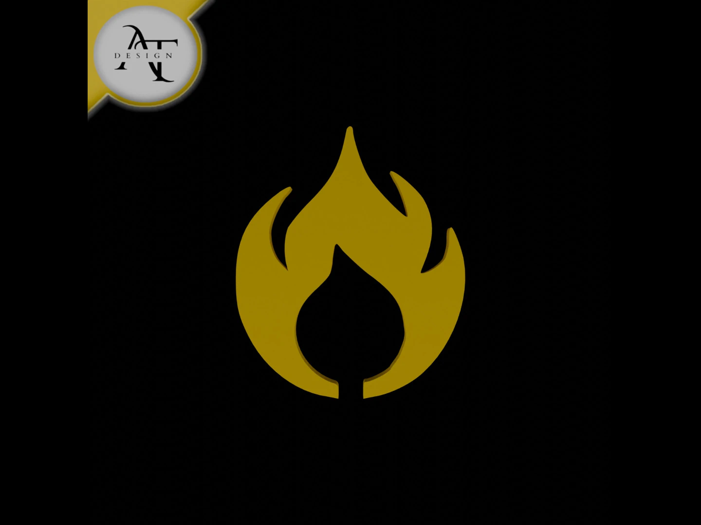 Simple Flame Symbol - 2D Art 3D Model .c4d .max .obj .3ds .fbx .stl .blend 