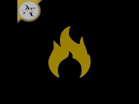 Simple Flame Symbol - 2D Art 3D Модель